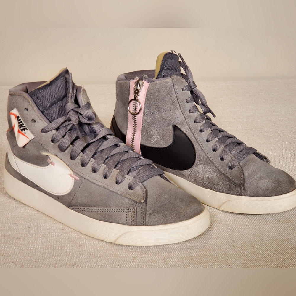 EUC Nike Blazer Mid Rebel Shoes Cool Grey BQ4022 Women's Size US 7 Deconstructed